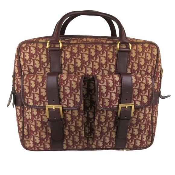 Christian Dior Boston Bag Leather Trotter Burgundy - Picture 1 of 16
